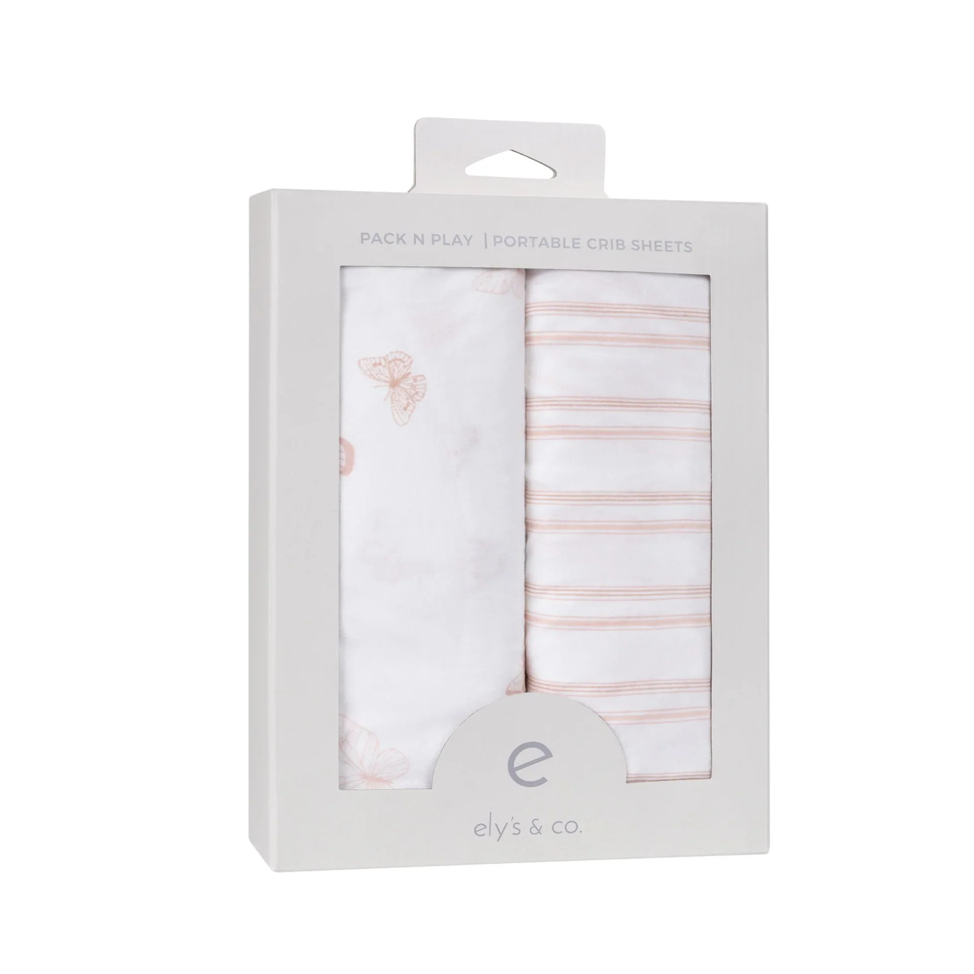 Ely's & Co Cotton Pack N Play / Portable Crib Sheet - Butterfly & Stripe - Image 3