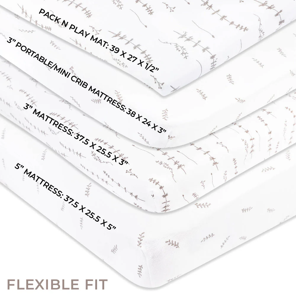 Ely's & Co. Pack N Play/ Portable Crib Sheet Forest Grey Leaves - Image 3