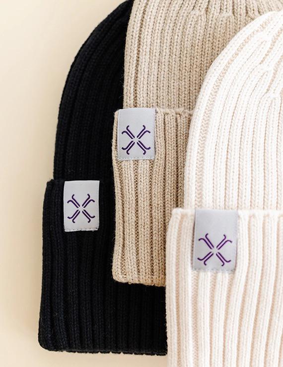 Jacqueline & Jac Natural White Ribbed Cuff Beanie - Image 3