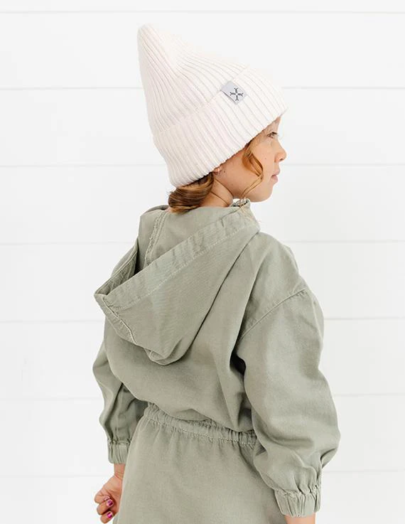 Jacqueline & Jac Natural White Ribbed Cuff Beanie - Image 4