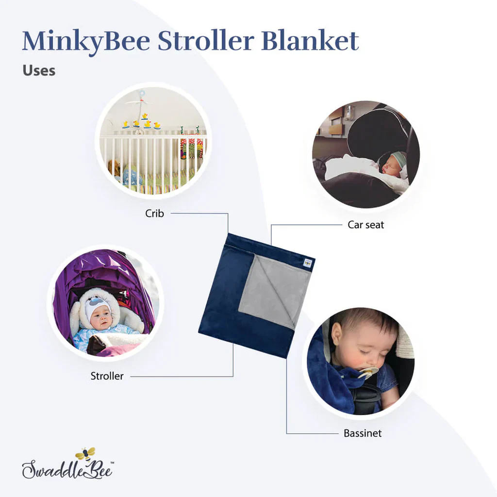 Swaddle Bee Minky Bee Stroller Blanket - Dusty Pink - Image 3